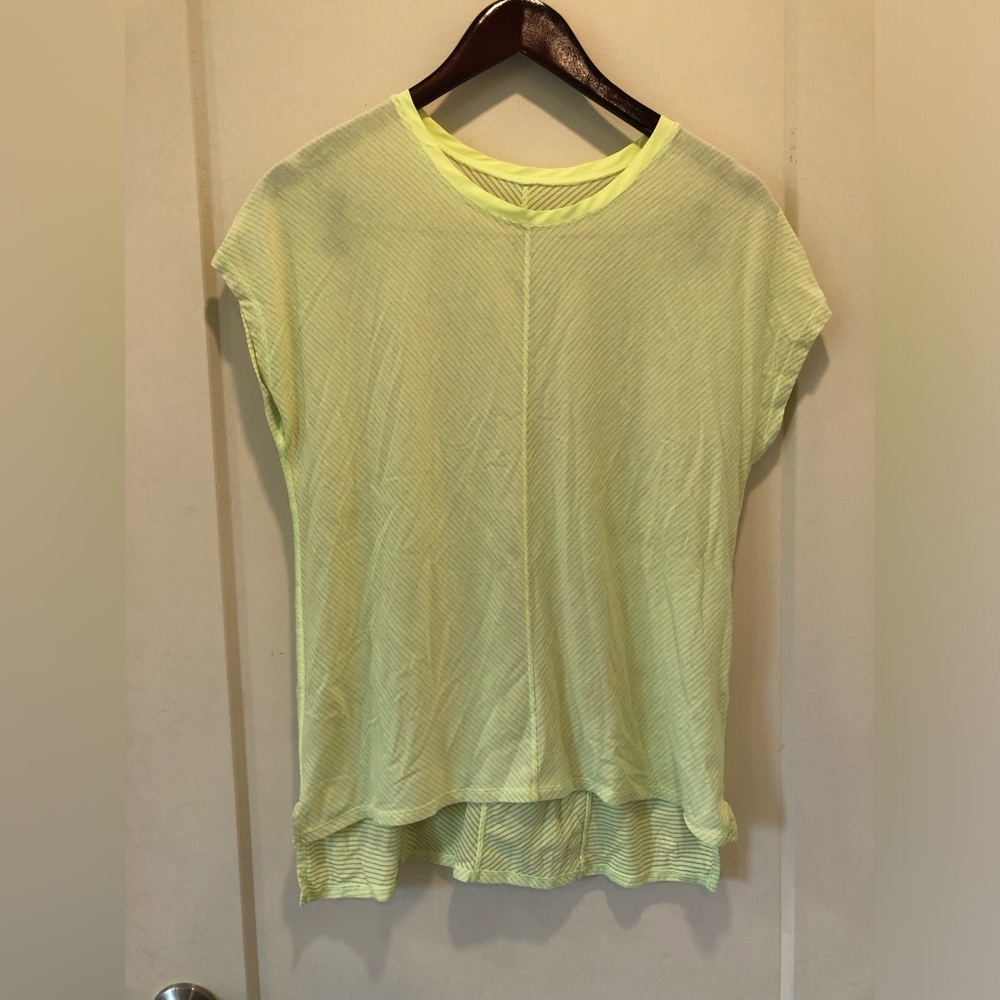Yellow striped sheer lululemon tee